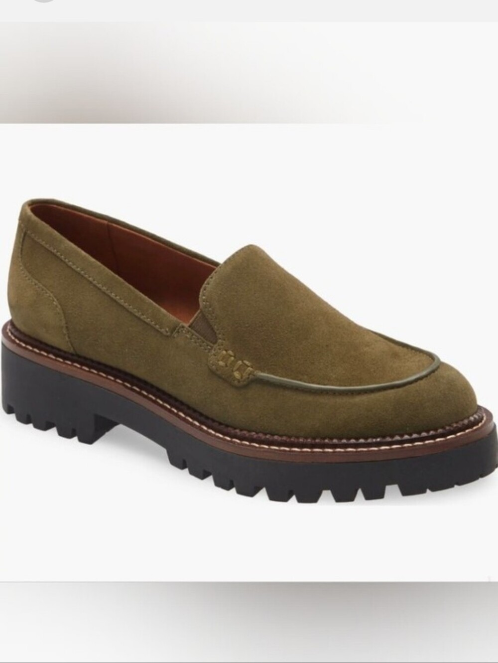 Caslon Lug Sole Loafer Olive Green Suede Size 8 NIB